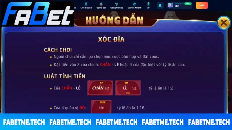 Cách chơi xóc đĩa Fabet